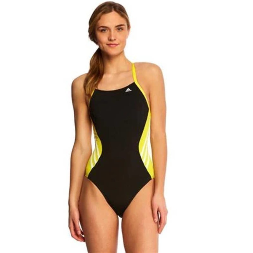 Adidas Solid‎ Splice Vortex Back One Piece Swimsuit Yellow